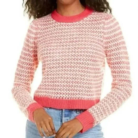 WAYF Sweaters - Wayf pink and white striped knit sweater